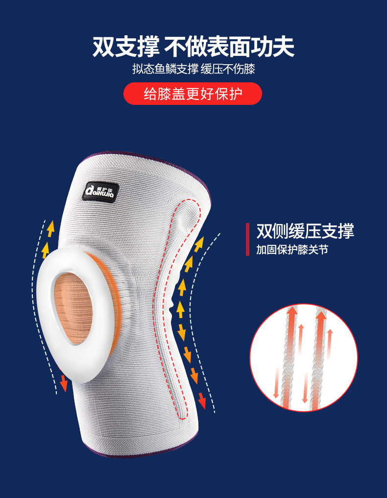 爱护佳石墨烯运动护膝套男女健身护膝硅胶垫跑步篮球护膝两只装详情7