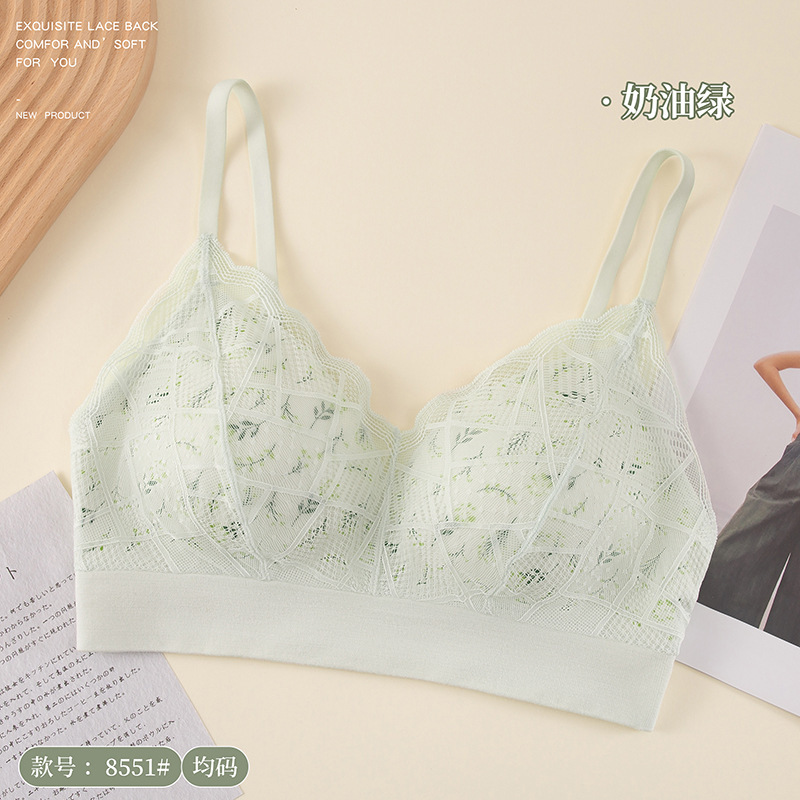 高品质新款翠花蕾丝背心托胸固定杯内衣收副乳田园风少女无缝裹胸详情18