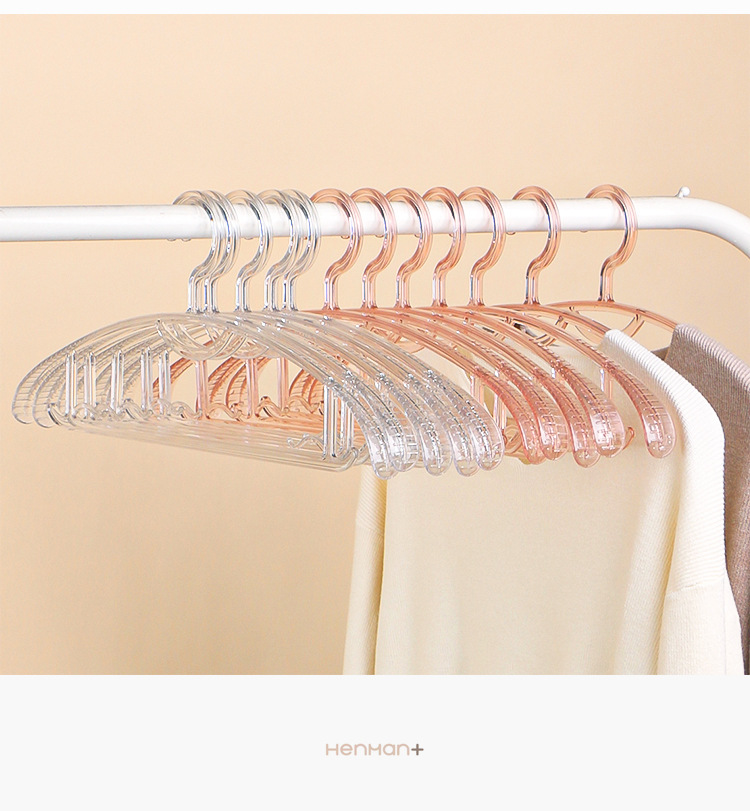 透明晾衣架简约PET衣架无痕家用塑料防滑衣架服装店加宽衣架详情14