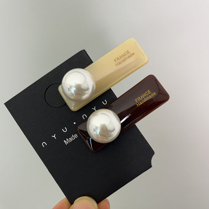 新款醋酸发夹刘海边夹韩国新款精致高级感简约珍珠一字鸭嘴夹发饰详情14