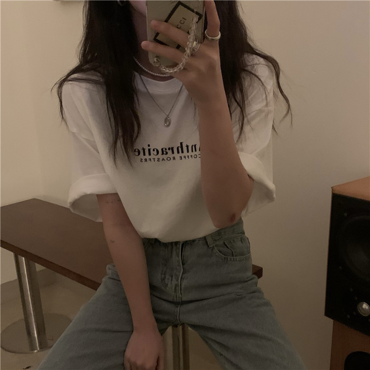 夏季棉质短袖t恤女装潮韩版宽松大码半袖打底衫 chic港味上衣代发详情6