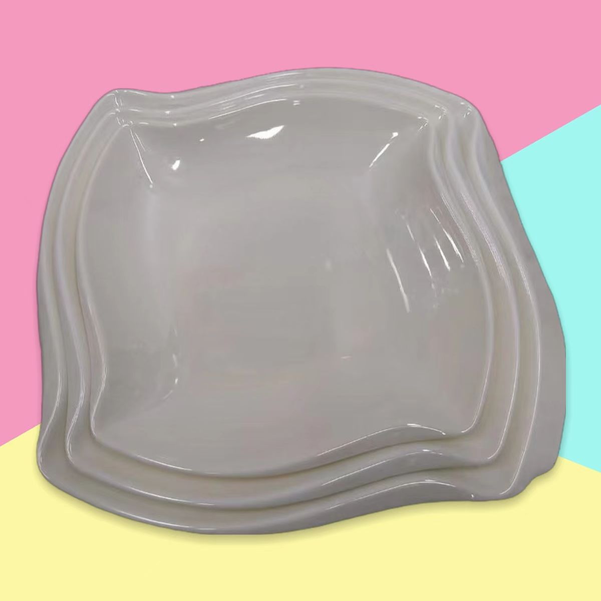 White melamine creative round plates for hotel hot pot, banquet dishes, cold dishes, snacks, plastic flat plates, pastries, commercial use pic 3