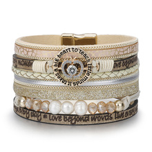 跨境电商新品波西米亚手链手工编织皮革手环合金磁扣女士时尚手镯详情5