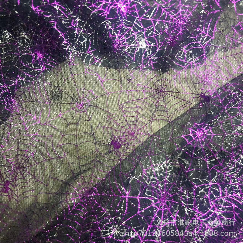 Factory direct sales of bright two-color spider web lace Halloween fabric background tablecloths, clothing accessories pic 9