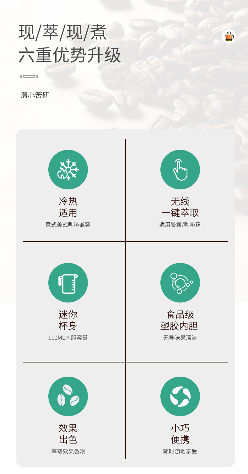 新款全自动充电式咖啡机 一键萃取咖啡机 随身小巧便捷式咖啡机详情2