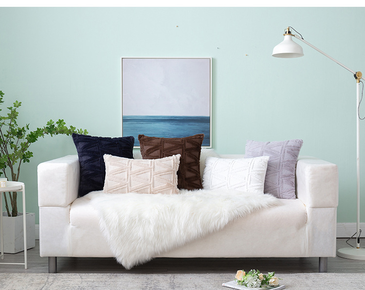 New ins solid color triangular geometric plush living room sofa pillowcase for autumn and winter Christmas headrest and cushion cover pic 15