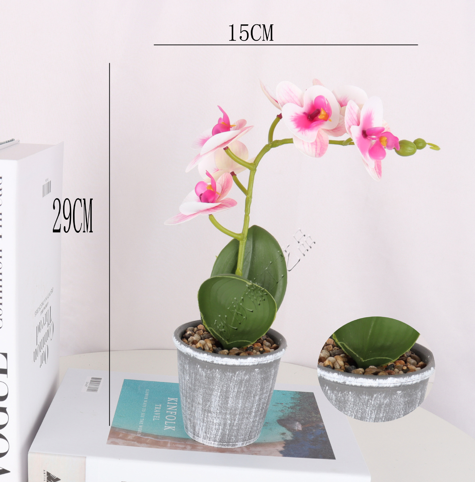 Plastic pot simulation 3D Phalaenopsis 7-head potted plant/simulation bonsai/simulation flower creative indoor small decoration/Yama pic 4