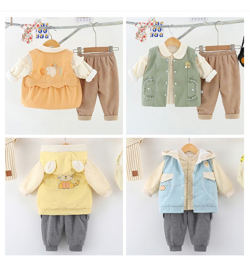 Baby thin cotton vest three-piece set, new autumn and winter set for infants and toddlers, newborn hooded clothes pic 7