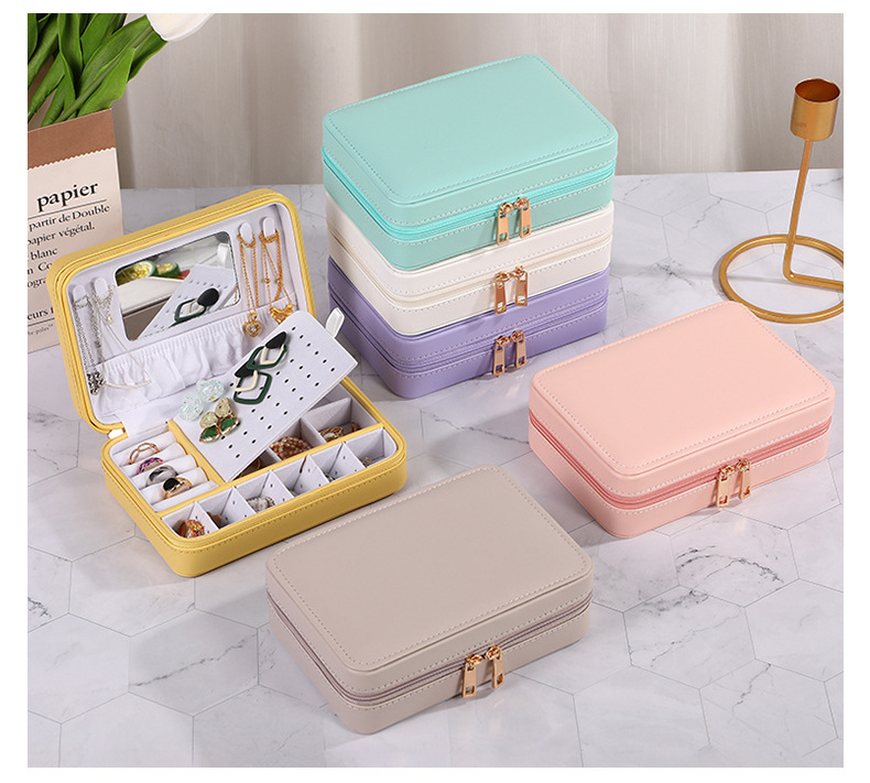 Jinqi PU leather jewelry boxes, jewelry necklaces, pendants, stud earrings, ring display boxes, large-capacity accessory storage boxes wholesale pic 18