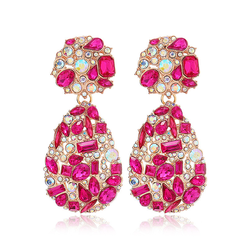 New cross-border earrings from Europe and America: Barbie pink best-selling set, rose red geometric versatile summer earrings for women with a vacation style pic 30