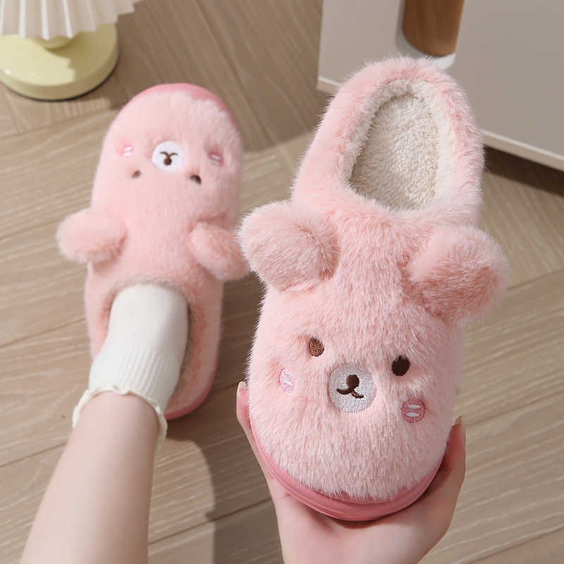 2024新款棉拖鞋女秋冬季可爱小熊厚底防滑保暖男宿舍家用毛毛拖鞋详情1