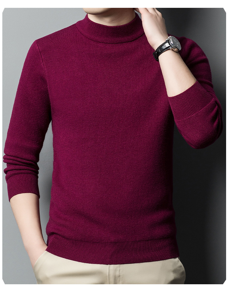 Imitación cashmere otoño invierno hombre suéter de cuello medio alto hombre joven slim legging jersey hombre pic 11