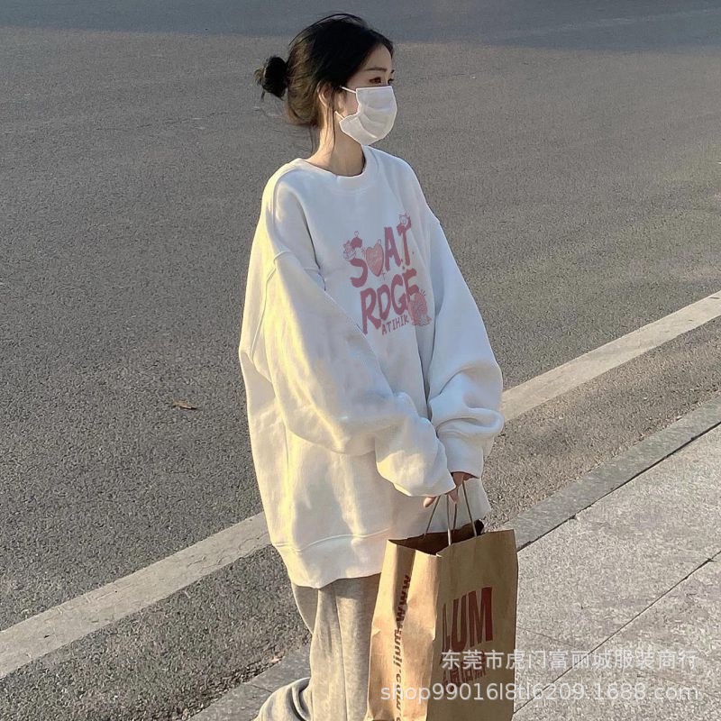 新款女士卫衣2023春季韩版设计感时尚小众圆领宽松女装休闲上衣详情24