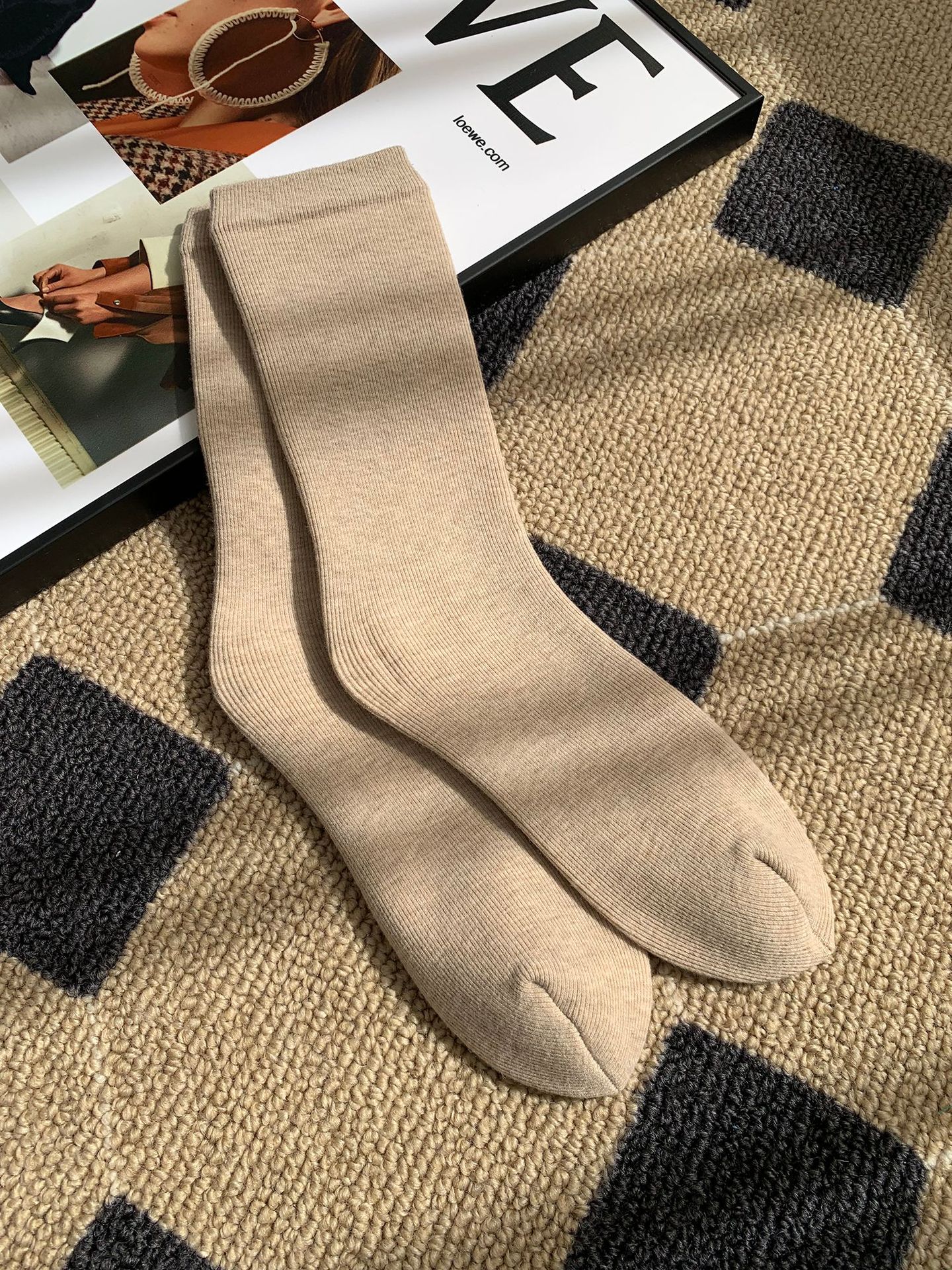 Unisex couple style fleece and thickened warm snow socks, mid-length home cotton socks, postpartum socks, floor socks pic 46