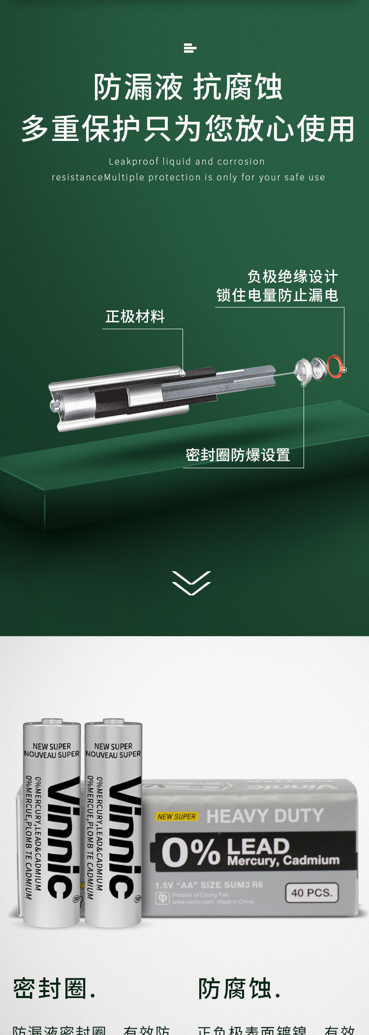 Iron shell AA40 vinnic Silver Warrior No. 5 battery, mercury-free and environmentally friendly carbon battery, specifically designed for toy remote controls pic 2