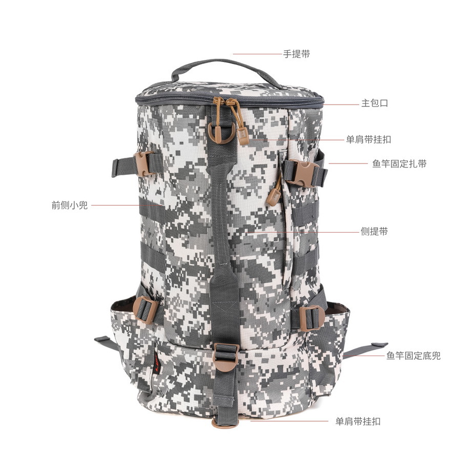 28085 LEO [Cylindrical Fishing Gear Backpack] Cylindrical Fishing rod Bag, Lull Outdoor Crossbody bag Export wholesale pic 13
