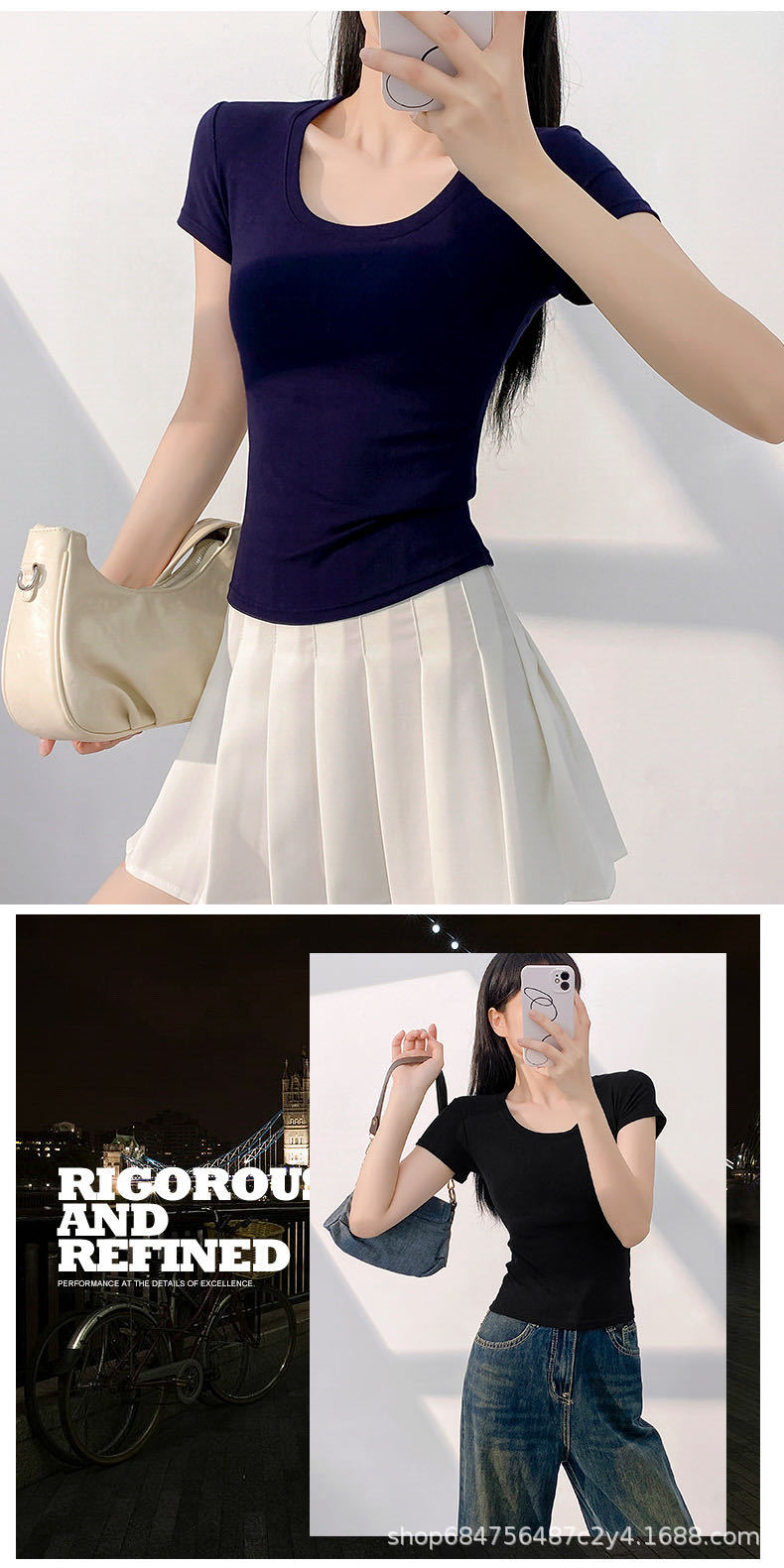 美式修身短袖T恤女2025夏季新款收腰圆领体恤甜辣短款小上衣打底详情18