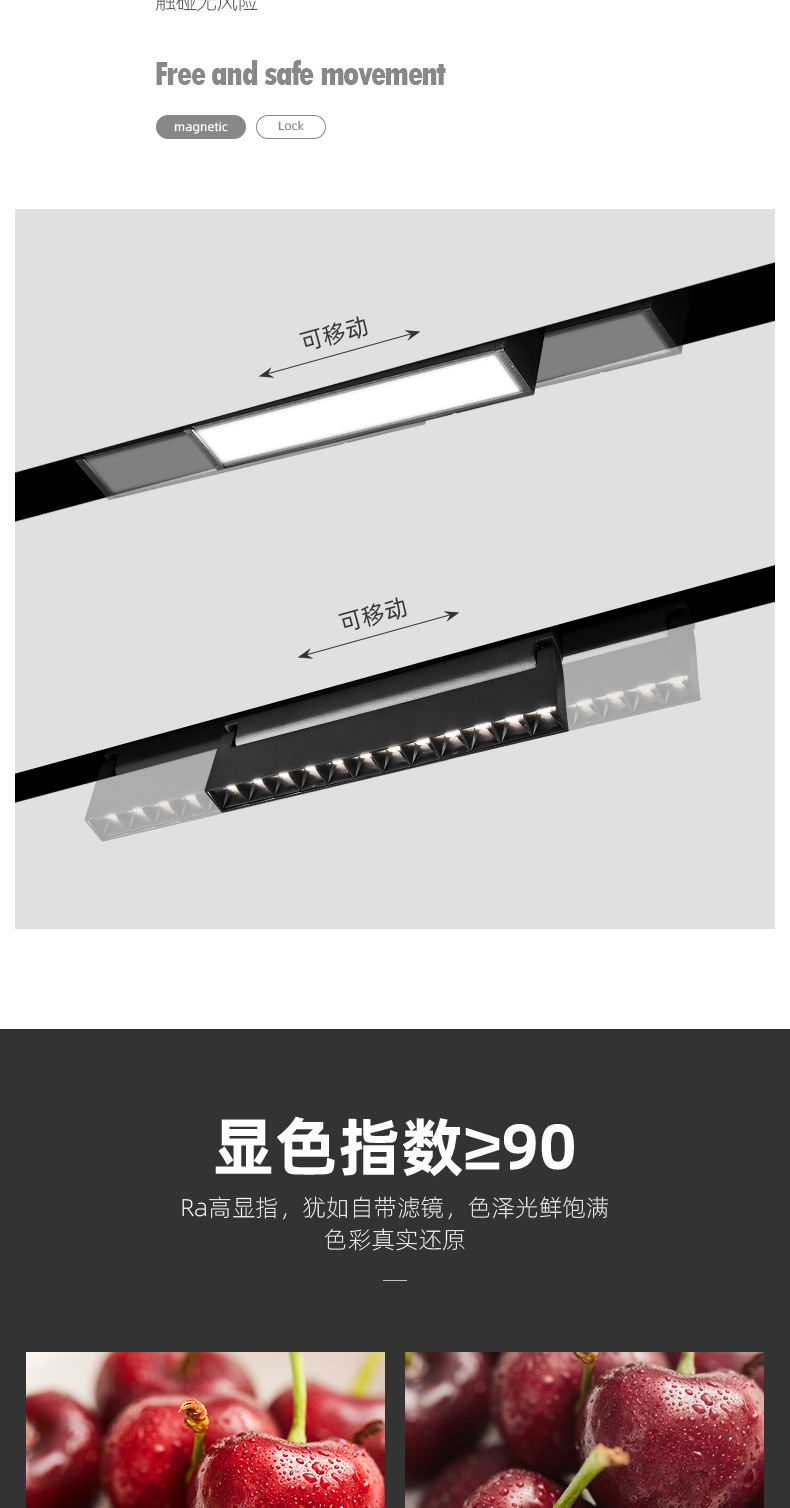 磁吸轨道灯48V无主灯家用嵌入式暗装明装智能客厅照明可做白色详情10