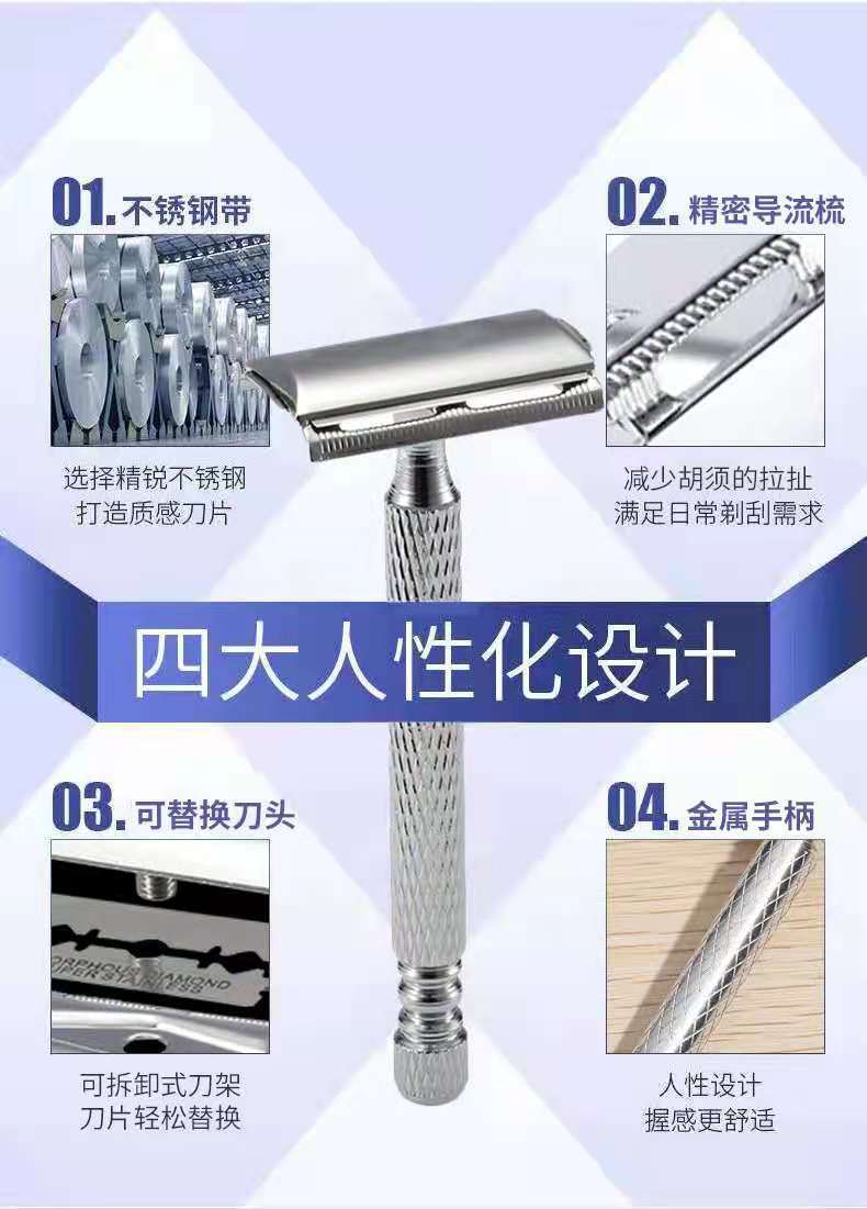 Shuyue Factory Direct sales of classic and retro shavers, old-fashioned razors, double-sided blade holders pic 2
