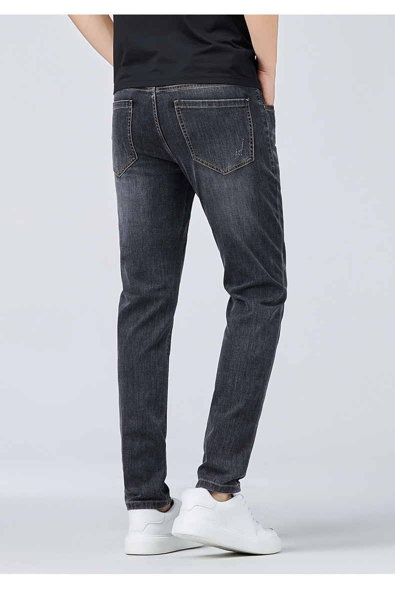 牛仔裤男士春秋季新款修身显高小脚潮流男装弹力休闲男式纯色长裤详情16