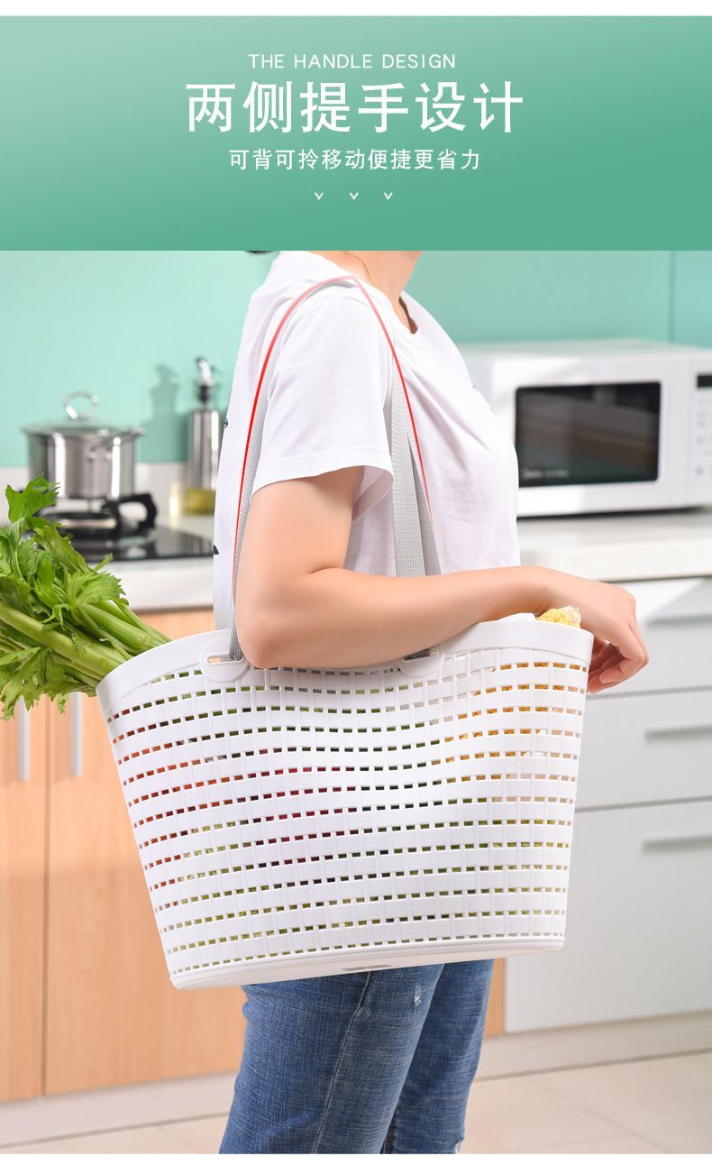 VQA3 plastic mesh dirty clothes basket, storage basket, vegetable basket, dirty clothes basket, plastic hand-held dirty clothes basket, bathroom draining and washing pic 5