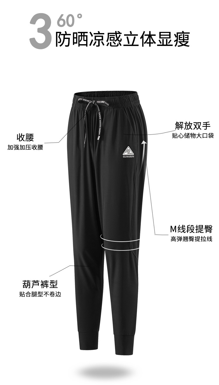 夏季速干裤男女冰丝防晒休闲裤修身显瘦垂感透气防蚊户外运动长裤详情8