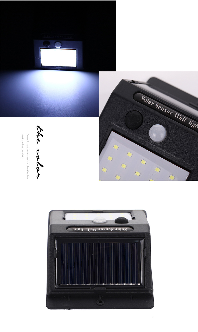 Cross-border exclusive human-sensing solar wall lamps, garden wall lamps, sun protection outdoor lighting lamps, staircase lamps and street lamps pic 8