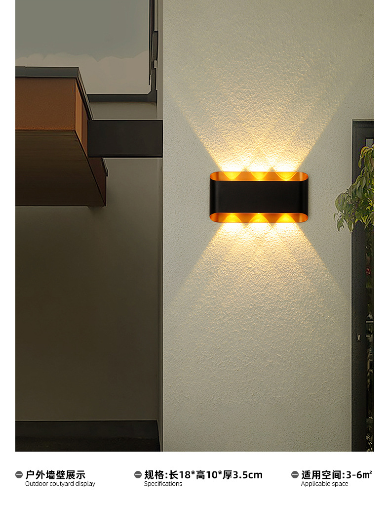 跨境新品LED户外壁灯创意别墅外墙庭院防水壁灯简约卧室过道灯详情7
