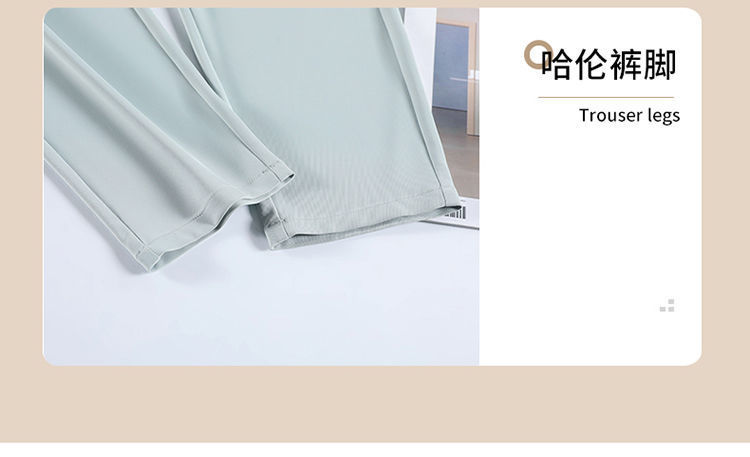 Ice Silk suit pants for women in Spring/Summer 2022: High-waisted, drape, thin, petite, cigarette tube pants, Harun pants, radish pants, nine-inch pants pic 21
