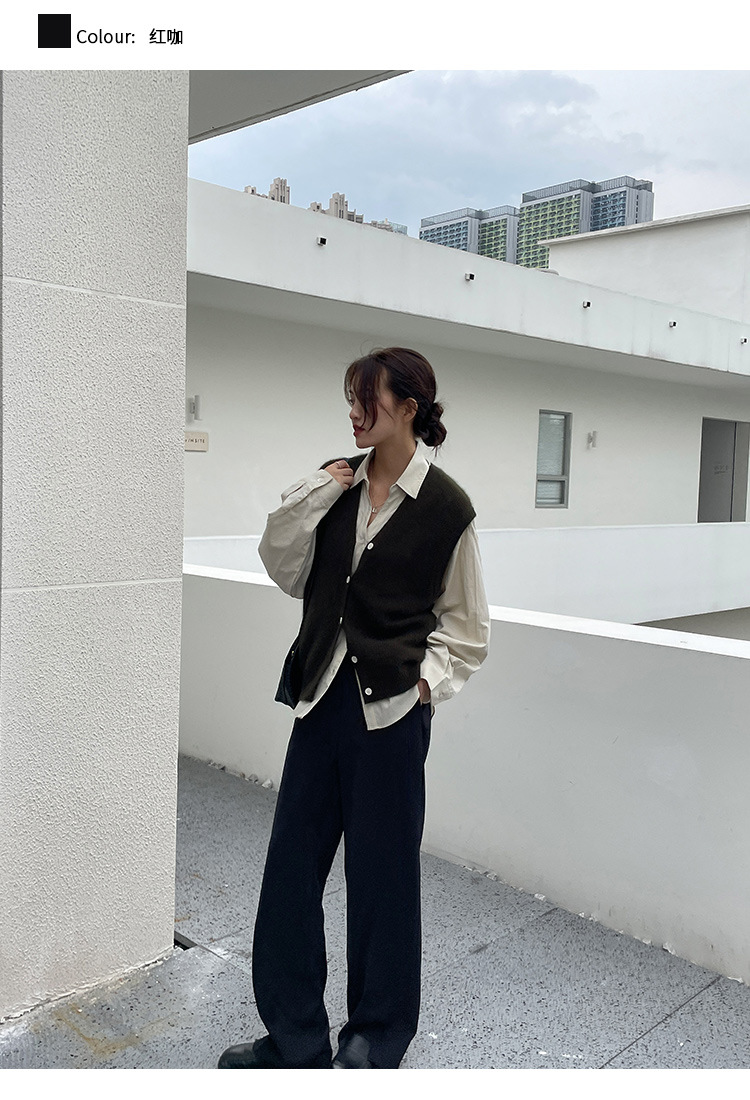 木兰时髦复古小马甲开衫女2023春季新款韩版简约针织上衣女 21507详情11