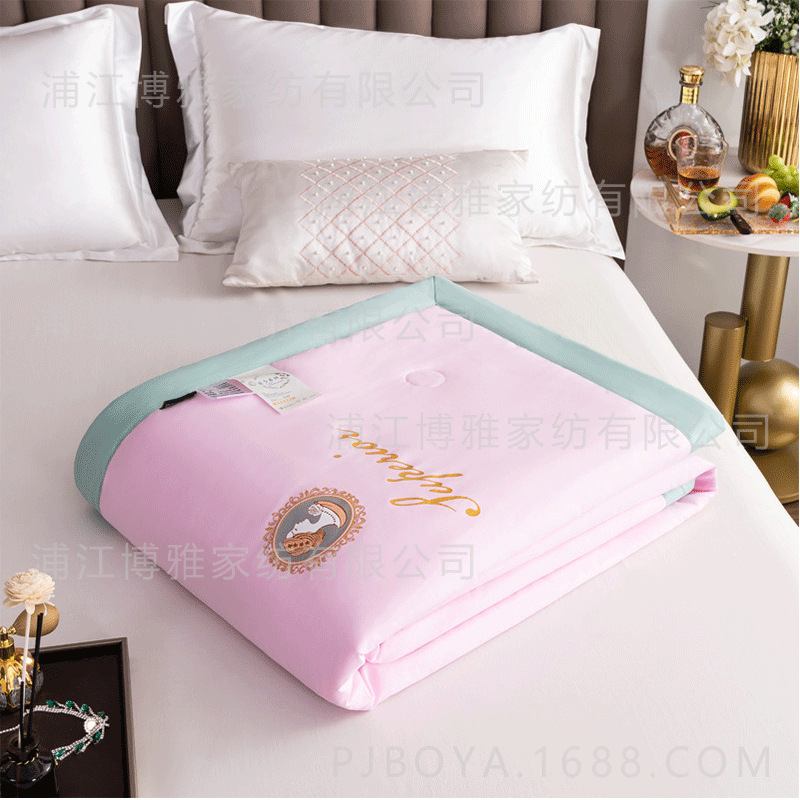 New modern and simple solid-color soybean fiber summer cooling quilts, washed cotton quilts, gift single and double air-conditioned quilts wholesale pic 19