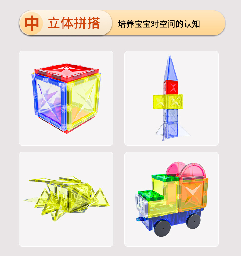跨境彩窗磁力片厂家直销玩具早教儿童批发拼板磁性积木一件代发详情13