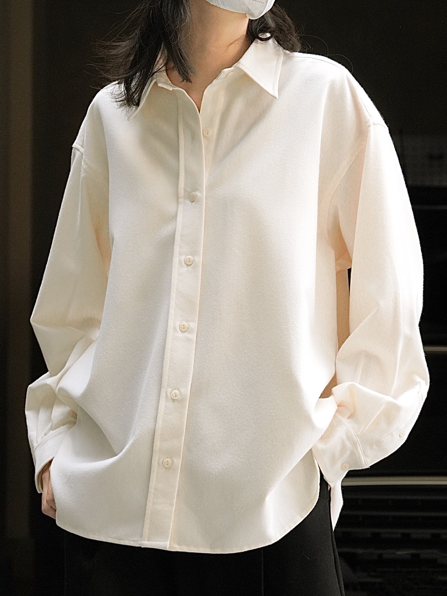 Early spring new Korean-style simple commuting brushed lapel shirt, loose and slimming, H-shaped thickened layering top for women pic 14