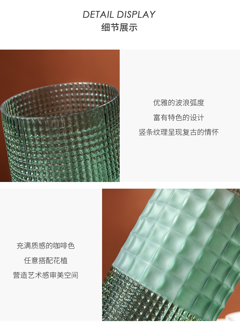Light luxury vase ornaments, living room flower arrangements, large colored glass water care, Nordic soft decoration, creative and simple Internet flower art pic 14