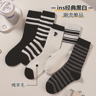 New pure cotton mid-length socks for women, sweat-absorbing, breathable and warm in autumn and winter, solid color pile socks for women, trendy socks wholesale pic 7