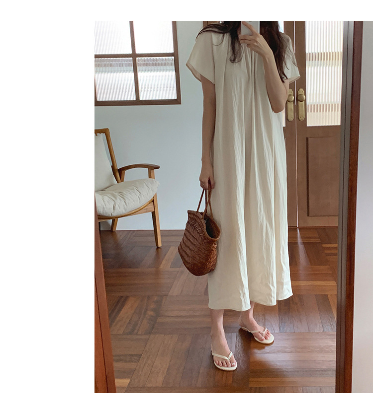 2024年夏季新款连衣裙 韩国ins风休闲家居宽松短袖度假中长款裙子详情17
