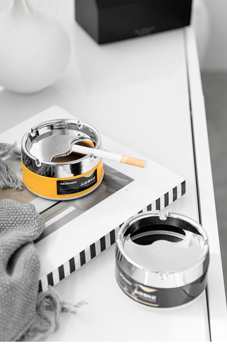 加厚耐用不锈钢金色烟灰缸网咖烟缸酒吧网吧烟灰缸厂家批发直供详情7