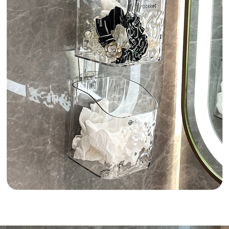 吸盘废弃洗脸巾收纳盒壁挂洗漱台置物架擦脸巾收纳架卫生间挂篮详情23