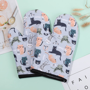 全棉斜纹硅胶烤箱手套 厨房纯色烘焙微波炉防滑 隔热耐高温手套详情2