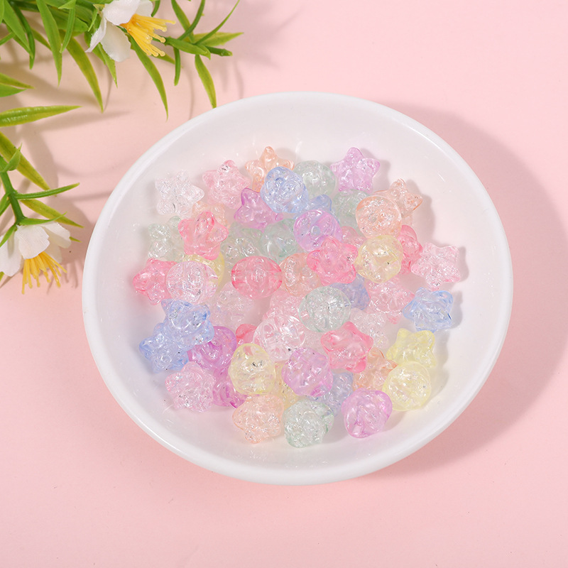 亚克力彩色五角星爆花珠裂纹珠散珠DIY手工发绳手链项链配件材料详情2