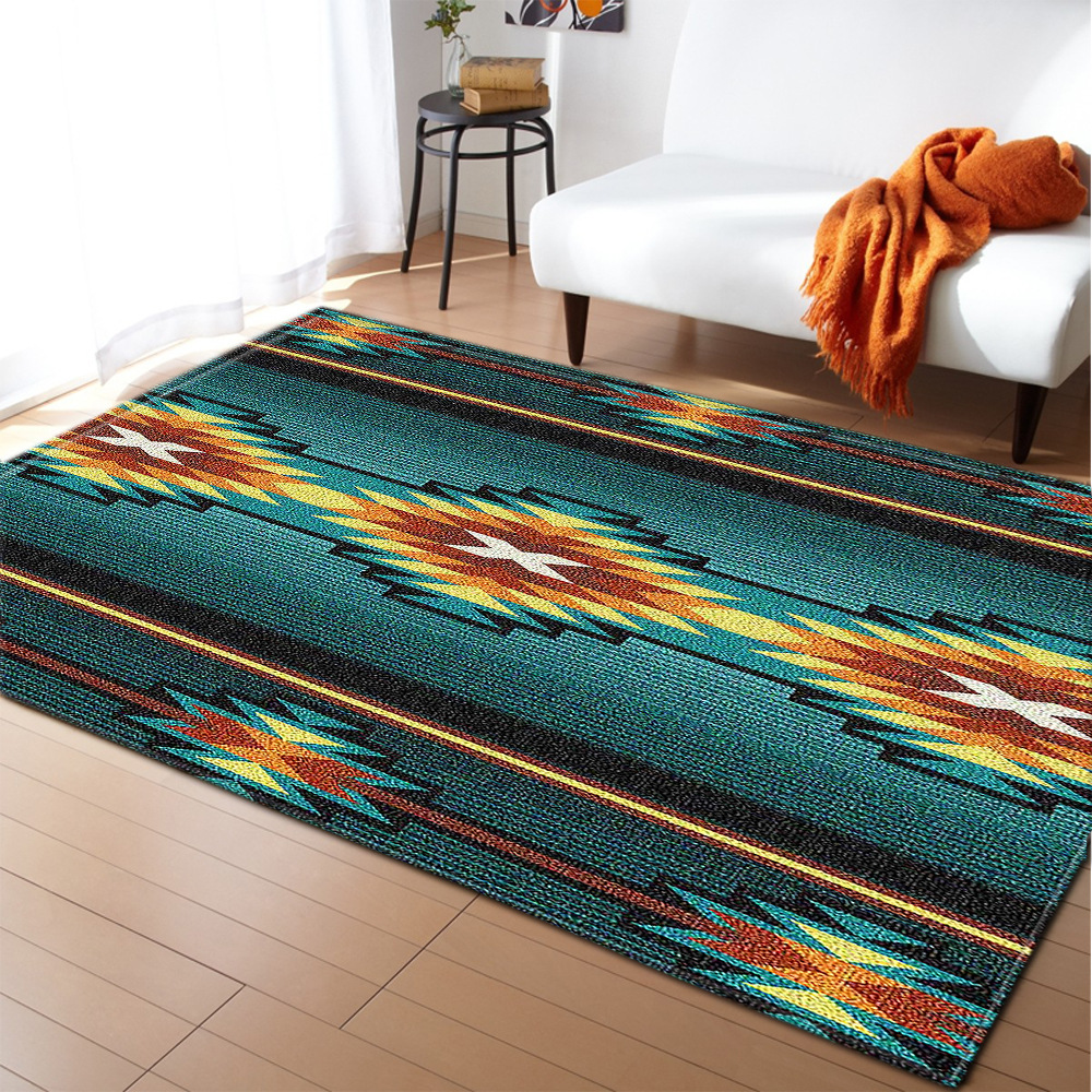 Ethnic-style retro European-patterned large carpet, square floor mat, cross-border manufacturer supply, one-piece consignment, stripes pic 7