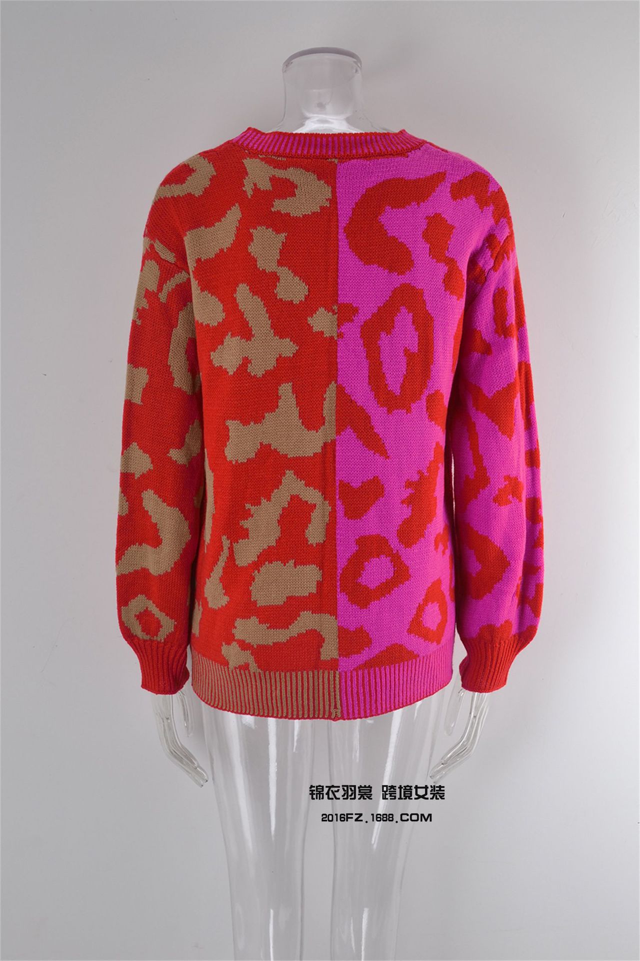 2025 primavera nuevo estilo europeo y americano de comercio exterior estilo de explosión amazon suéter leopardo patchwork mezcla jersey jersey jersey pic 13