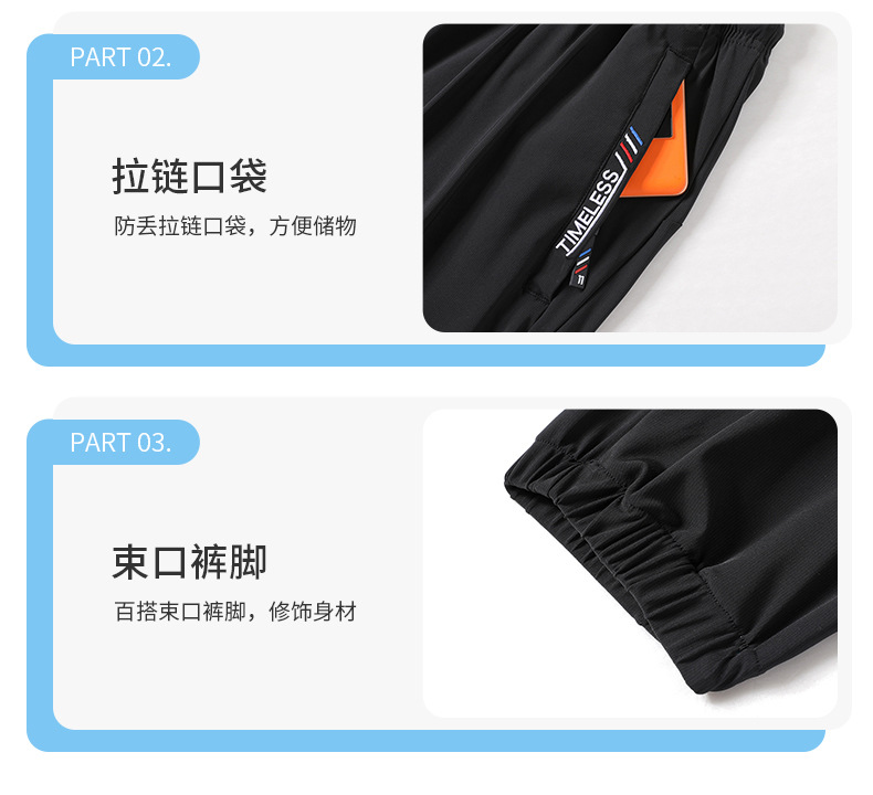 夏季冰丝裤男潮牌宽松九分裤薄款透气休闲裤户外防晒运动束脚卫裤详情21