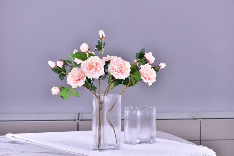 Lanjin wholesale artificial flowers 3-head roses, wedding and home silk flowers, high-end decorative artificial flowers, hand-held roses, multi-head roses pic 9