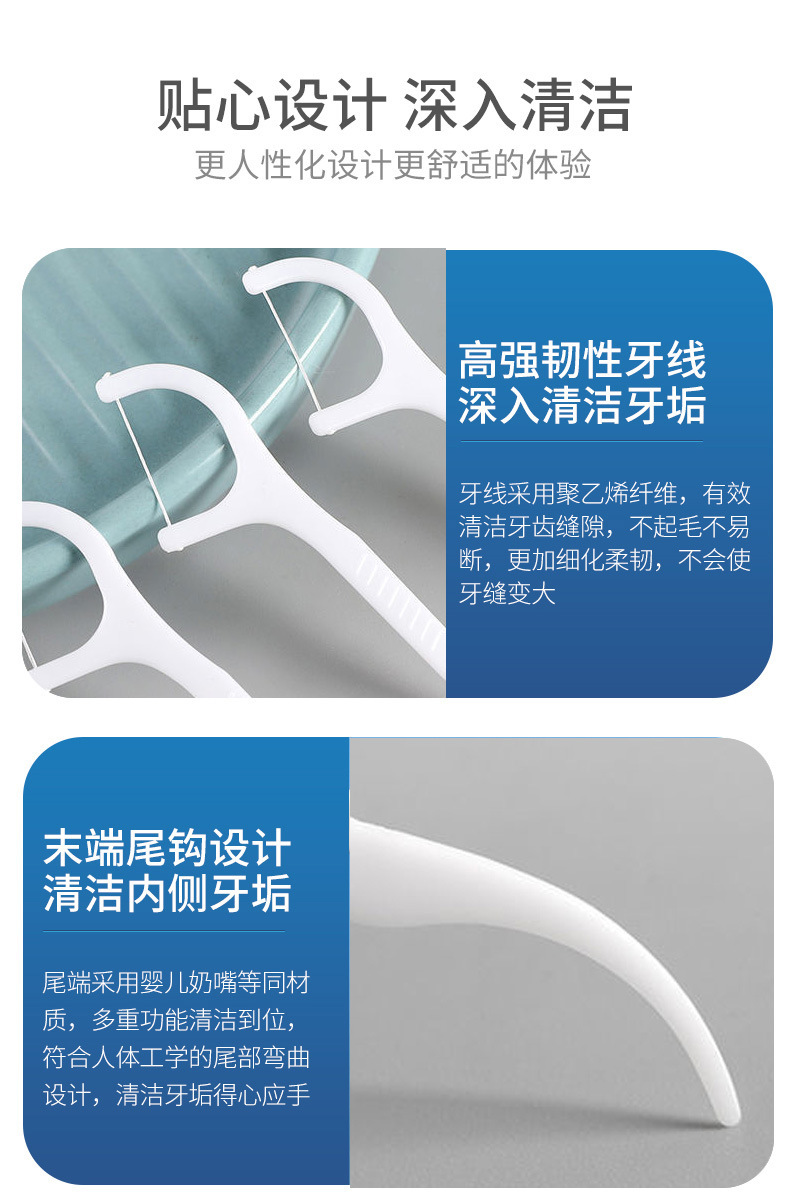 牙线50支盒装便携式厂家清洁牙齿家用牙签超细不伤牙龈批发牙线棒详情6