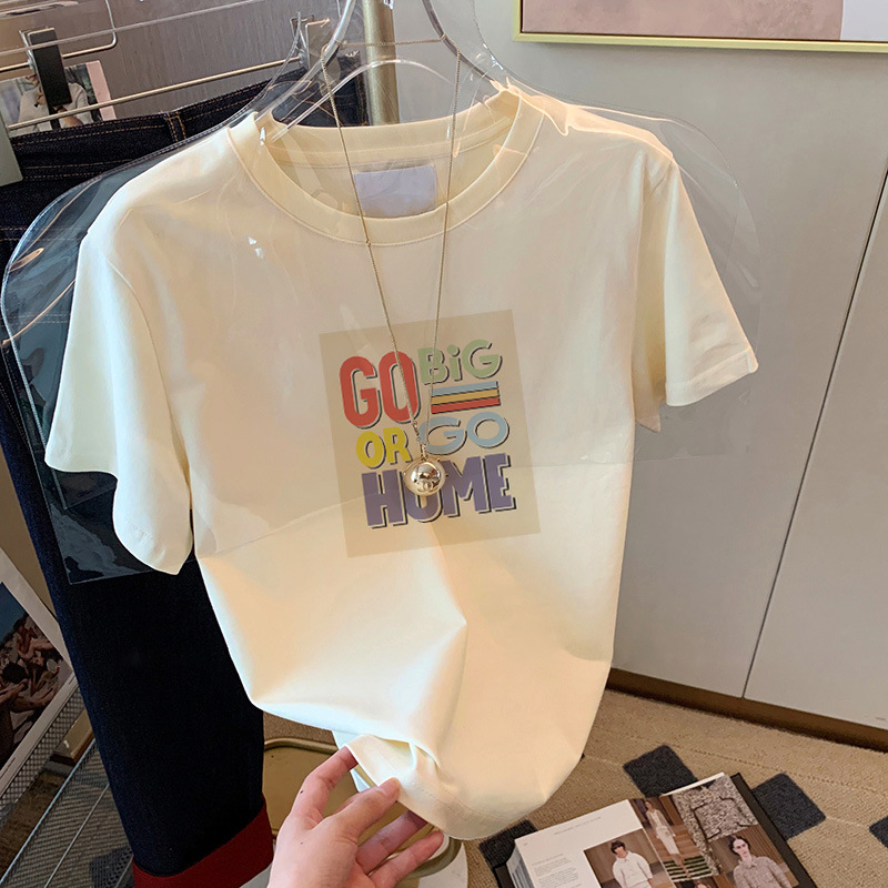 圆领短袖T恤女2025夏季新款精梳棉时尚百搭洋气减龄宽松显瘦ins潮详情25