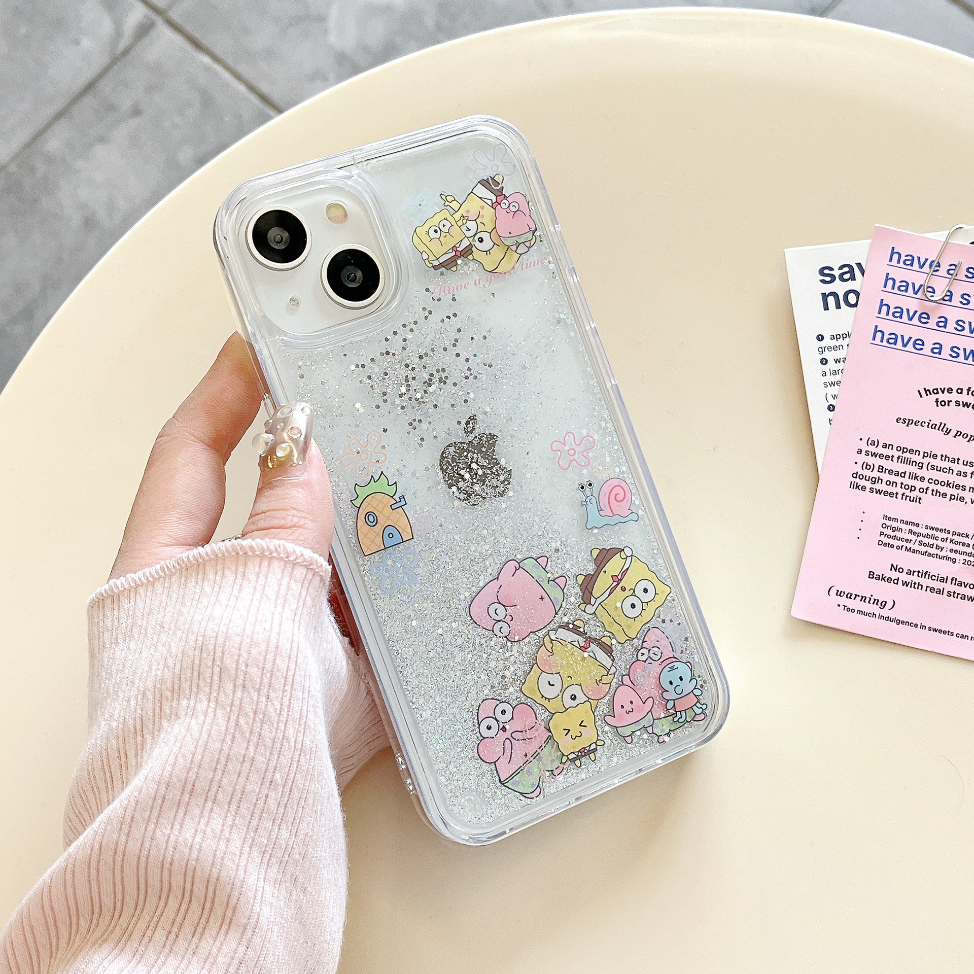 The popular cartoon is cute and fun, suitable for iPhone14pro max and iPhone 15. The phone case is 13/12 transparent with flowing sand pic 7