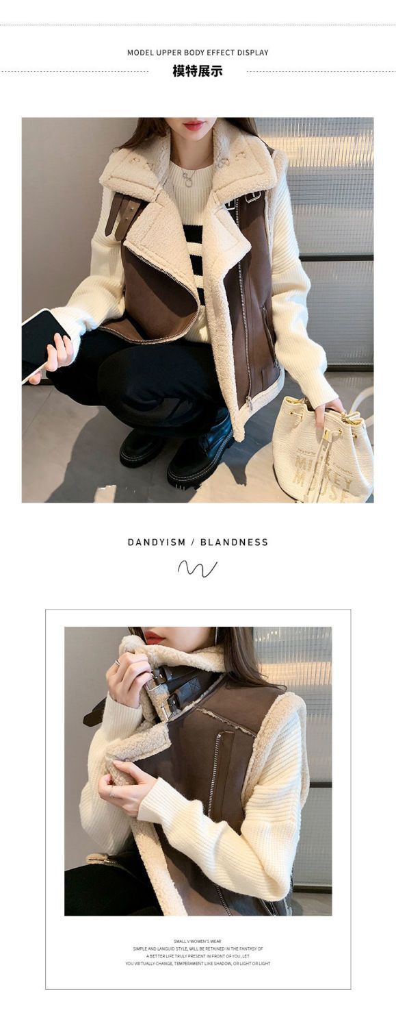 外搭叠穿小马甲女百搭外穿新款洋气今年流行马夹羊羔毛皮毛一体潮详情8