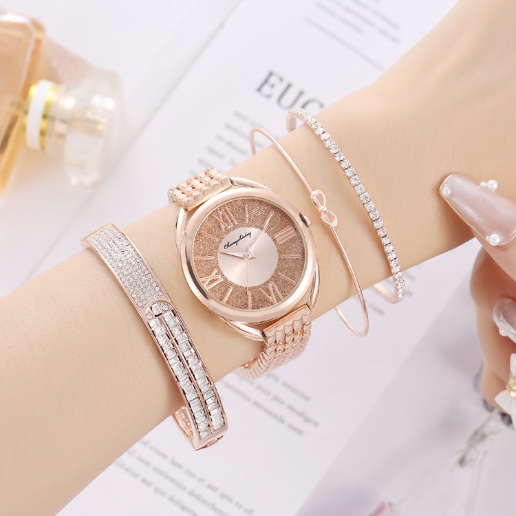 抖音快手跨境女士礼盒四件套礼品套装手表时尚满天星手表批发详情3