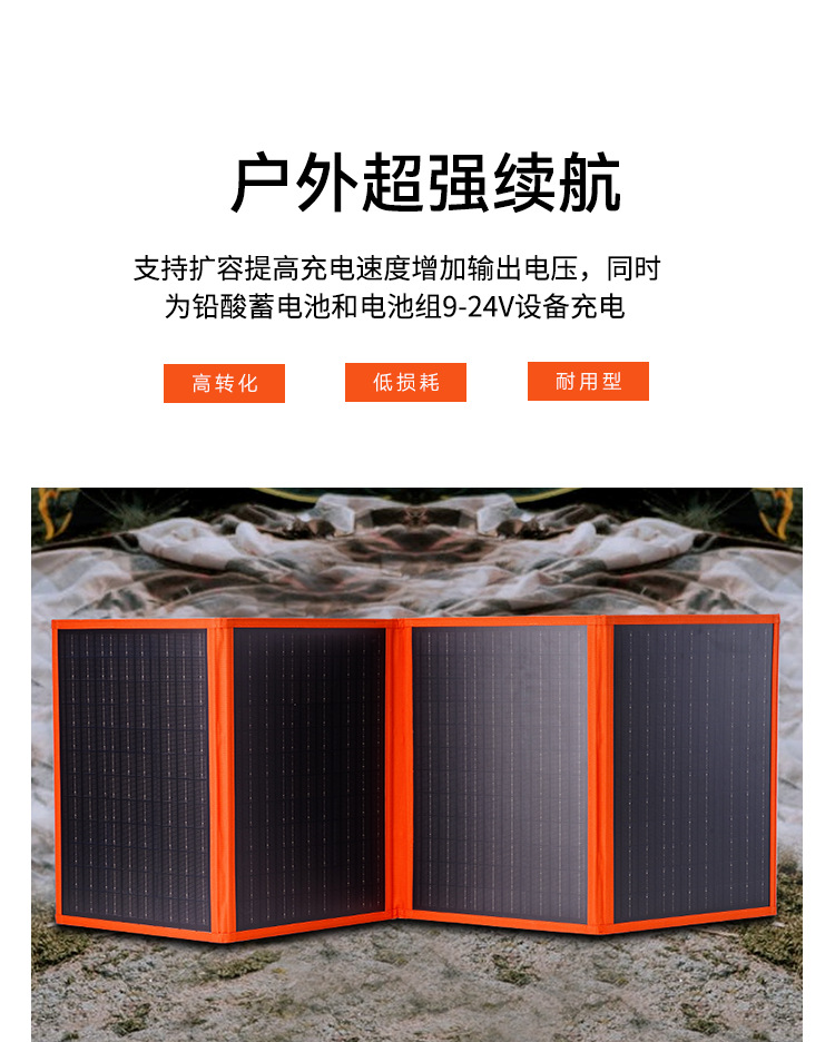 户外手提便携式光伏板折叠太阳能电池板充电双USB高敏ETFE面板详情3